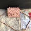 Chanel 17CM Mini Flap Pink Bag Caviar Leather With Gold&Silver Hardware