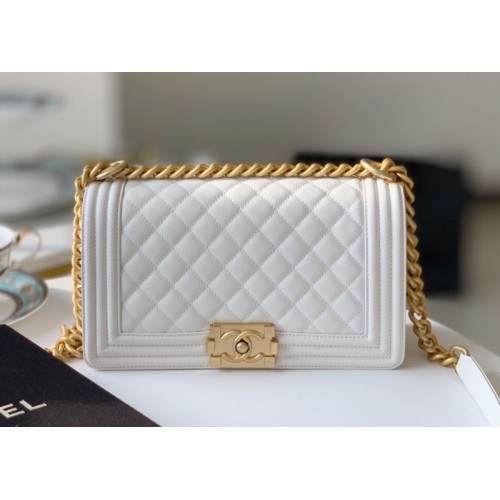 Chanel Medium Leboy Caviar Leather in White