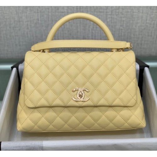 Chanel Coco Handle Yellow Caviar Large Bag