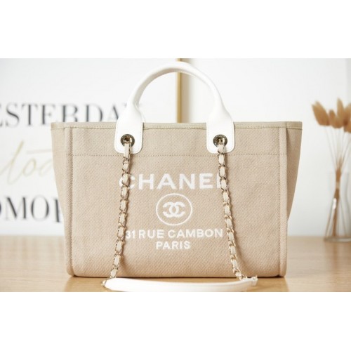 Chanel beige tote shopping bag