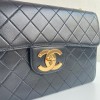 Chanel CF flapbag black lambskin 24k gold hardware large bag