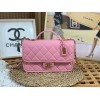 Chanel 22k Calfskin & Gold-Tone Metal Pink Bag