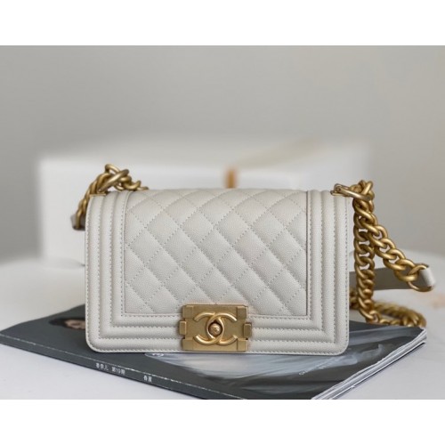 Chanel Samll Leboy Caviar Leather in White