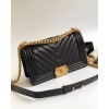 Chanel Le Boy 25cm Chevron Falp Caviar Black Leather