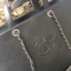 Chanel Quilted Calfskin Large Shopping Tote Bag Black
