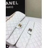 CHANEL 1112 White Large 2.55 Calfskin Leather Flap Bag with Gold Hardware