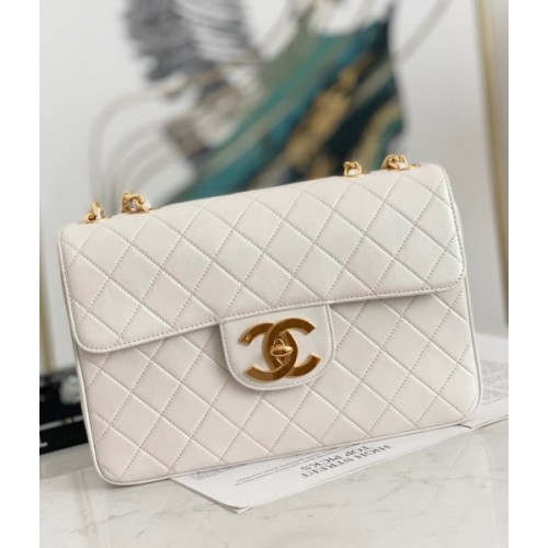 Chanel CF flapbag white 24k gold hardware large bag