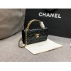 Chanel phone holder gold metal black bag