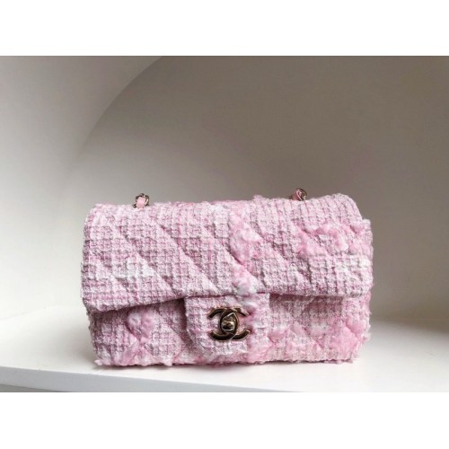 Chanel 22C Pink Tweed Mini Flap Bag 25cm