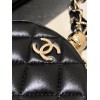 Chanel Quilted Lambskin Chain Round Clutch