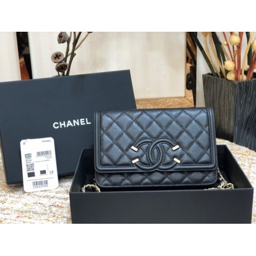 Chanel Woc CC caviar leather black 19cm