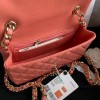 Chanel charm orange smooth leather flap bag