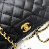 Chanel grained calfskin top handle flap bag black 20cm