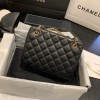 Chanel Calfskin Chain CC Accordion Shoulder Bag Black AS1751