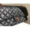 Chanel lampskin classic flap black 25cm rose gold hardware bag