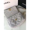 CHANEL 19 Handbag Tweeds Grey AS1160 26cm