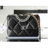 Chanel silver flap black bag 19 large size