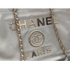 Chanel tote shopping white gold bag