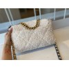 Chanel tweed white flap bag 30cm