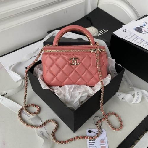 Chanel CC vanity pink leather handle bag