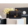 Chanel Lambskin & Gold-Tone Small Metal Flap Bag Black 20cm