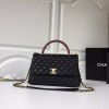 Chanel Coco Flap bag with top handle Black&White&Wine