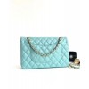 Chanel classic flap handbag grained calfskin silver&gold hardware