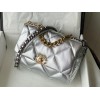 Chanel 19 silver leather large bag