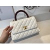 Chanel Coco flap bag white handle 24 cm