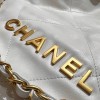 Chanel white leather tote shopping bag