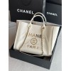 Chanel Deauville White Leather Tote Shopping Bag