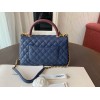 Chanel Coco Handle Blue Caviar Red Handle Large Bag