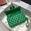 Chanel grained calfskin top handle flap bag green 20cm