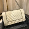 Chanel Medium Crinkled Calfskin Chevron Boy Flap Bag White