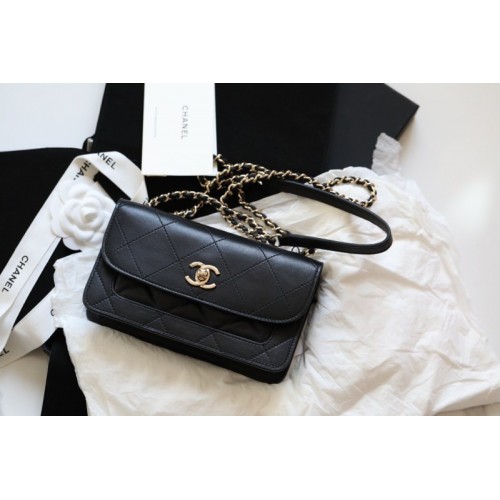 Chanel Fu vintage black flap bag