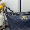 Chanel Crumpled Lambskin Mini Hobo Bag Blue