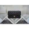 CHANEL 1112 Black Size 20cm Caviar Leather Flap Bag With Gold / Silver Hardware