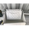 Chanel small classic white silver hardware flap bag 20cm