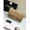 CHANEL 1112 Beige Large Size 30cm Lambskin Leather Flap Bag With Gold/Silver Hardware