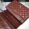 CHANEL 1112 Maroon Red Size 33cm Lambskin Leather Flap Bag With Gold / Silver Hardware