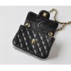 CHANEL 1112 Black Lambskin Leather Flap Bag With Gold Hardware