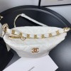 Chanel Crumpled Lambskin Mini Hobo Bag White