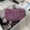 Chanel tweed classic pink flap bag 25cm