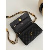 Chanel Woc double chain black leather bag