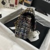 Chanel 25cm Tweed & Gold-Tone Metal Black Double Flap Bag