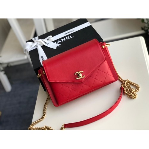 Chanel red gold hardware flap bag