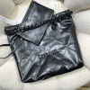 Chanel all black leather tote shopping medium bag