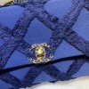 Chanel 19 Maxi-Quilted Fringe Canvas Blue Flap Bag
