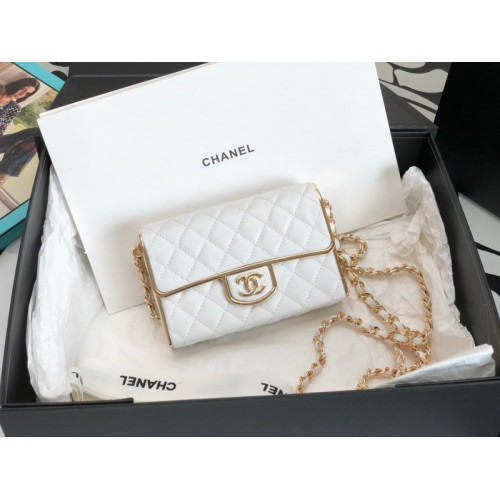 Chanel 22A metal white case bag