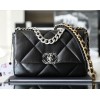 Chanel silver flap black bag 19 medium size